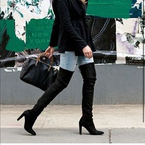 LIKE NEW Stuart Weitzman over the knee thigh high black boot. Scuba material